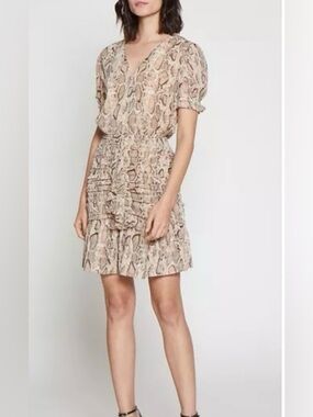 Walter baker Treyton snake print ruched ruffle mini dress NWT SZ 6